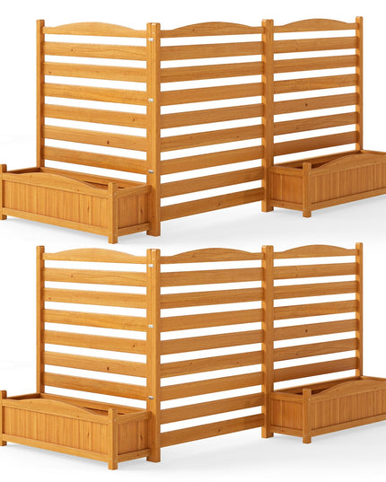 Giantex Air Conditioner Fence Outdoor, Wood Privacy Screen with Planter Box