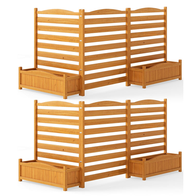 Giantex Clôture de climatiseur extérieure, brise-vue en bois avec jardinière
