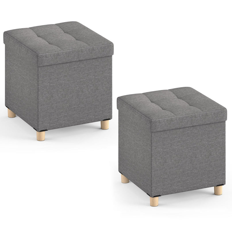 Giantex Small Storage Ottoman Cube with Tray Lid