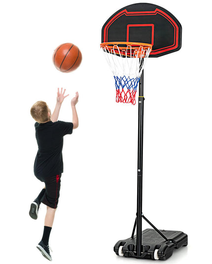 Giantex Portable Basketball Hoop Outdoor, 5.1-6.9Ft Height-Adjustable Basketball Goal System Indoor w/Shatterproof Backboard