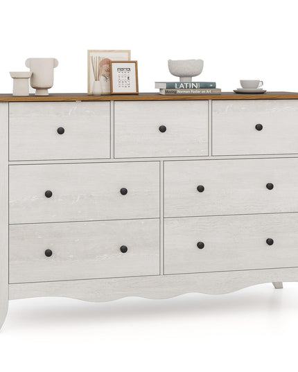 Giantex Storage Cabinet with Foldable & Detachable Fabric Drawers, Anti-Tipping Kit, 47” x 15” x 30.5” Farmhouse Floor Cabinet