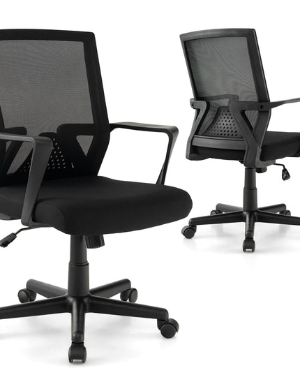 Giantex Office Desk Chair with Lumbar Support, Ergonomic Mesh Office Chair with Wheels and Armrests