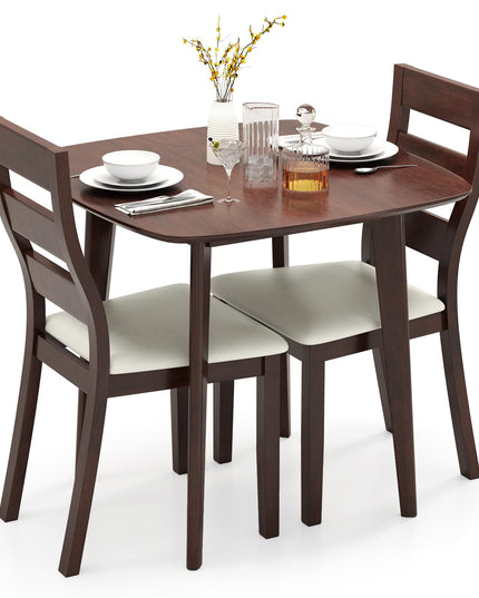 Giantex Wooden Square Kitchen Table and 2 Chairs with Padded Seat