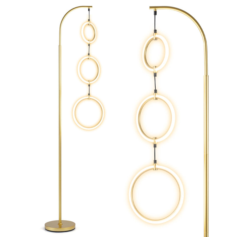 Lampadaire LED moderne Giantex 71" à 3 anneaux | Grand luminaire contemporain à 3 températures de couleur