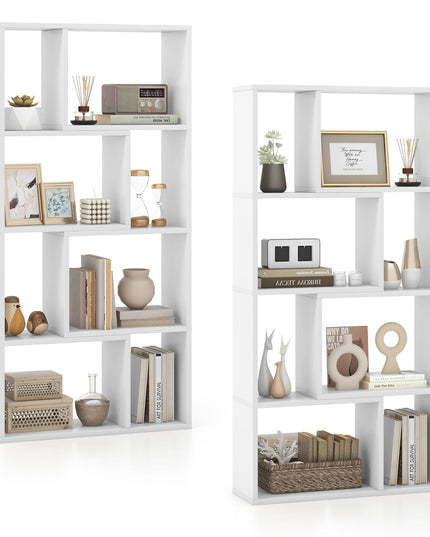 Giantex 8-Cube Geometric Bookshelf Set of 1/2, 4-Tier High Bookcase, 48" Modern Storage Organizer