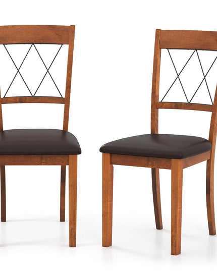 Giantex Lot de 2/4 chaises de salle à manger sans accoudoirs rembourrées en tissu avec structure en bois d'hévéa