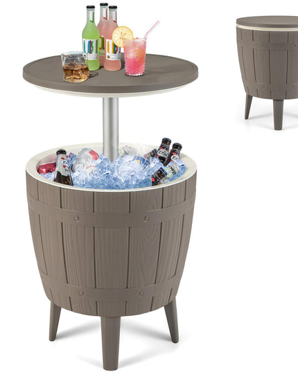 Giantex Cooler Side Table Outdoor - 10 Gallon Cooler Table with Drainage Plug, Adjustable Height