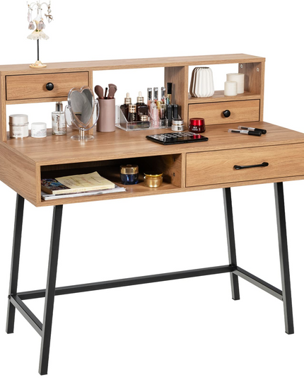 CHARMAID 42'' Vanity Table with Large Drawer, 2 Small Drawers, Desktop Shelf