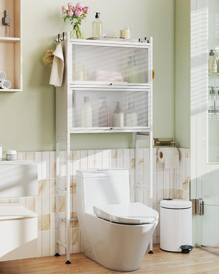 Armoire de rangement Giantex au-dessus des toilettes avec 2 portes cannelées basculantes