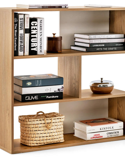 Giantex 3-Tier Bookshelf, Wooden Concave Bookcase for Small Space, Modern Freestanding Display Storage Shelves