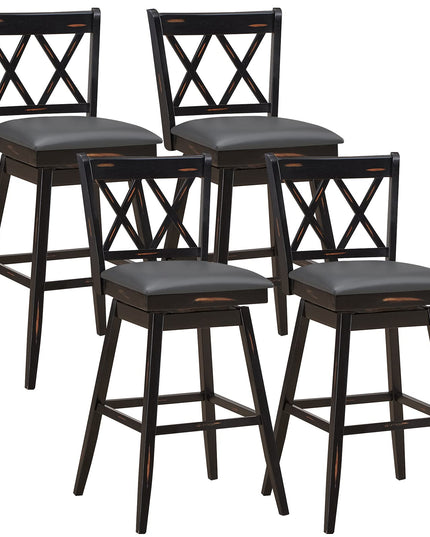 Giantex Bar Stool with Foot Rest Upholstered Cushion & Ergonomic Backrest