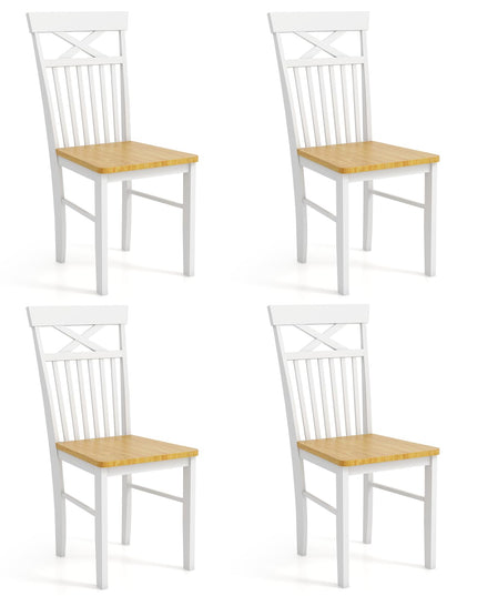 Giantex Wooden Dining Chairs Set of 2/4, Kitchen Chairs w/Rubber Wood Frame, High & Curved Slatted Backrest, Modern Armless Chairs