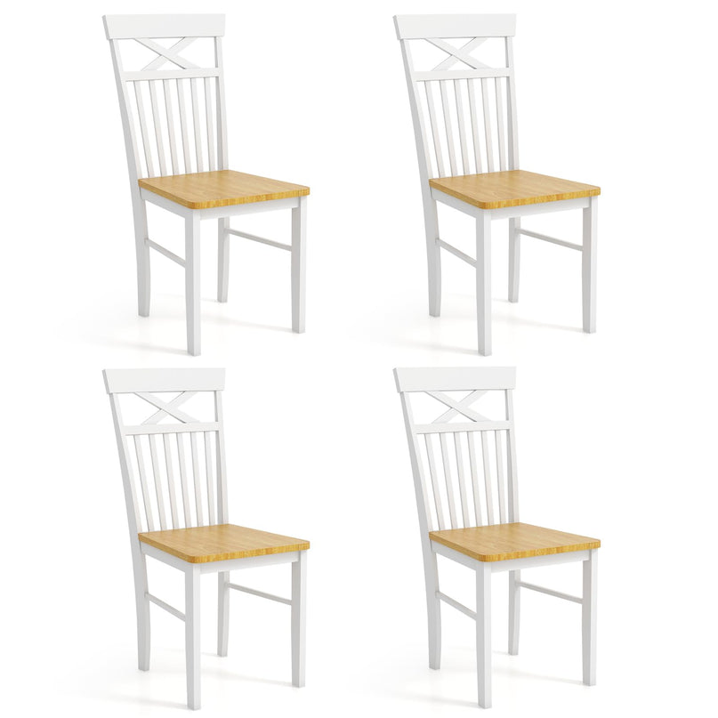 Giantex Wooden Dining Chairs Set of 2/4, Kitchen Chairs w/Rubber Wood Frame, High & Curved Slatted Backrest, Modern Armless Chairs