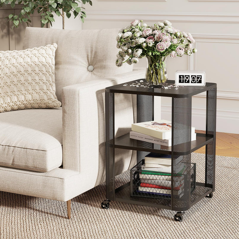 Giantex 3-Tier Rolling Side Table w/Open Storage Shelves (1/2)