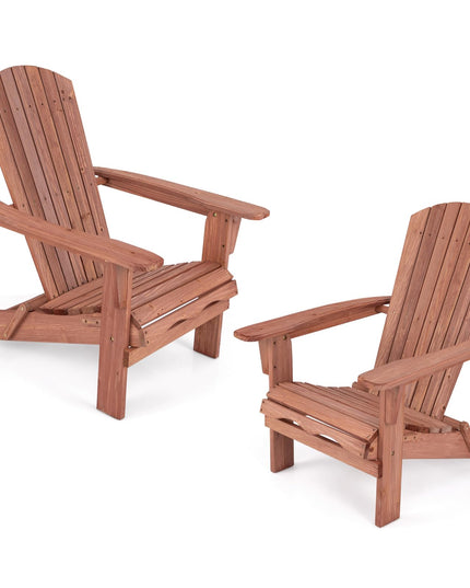 Giantex Foldable Adirondack Chair Set of 1/2/4 - Folding Front Porch Chairs with High Back, Wide Armrests, 400 LBS Max Load