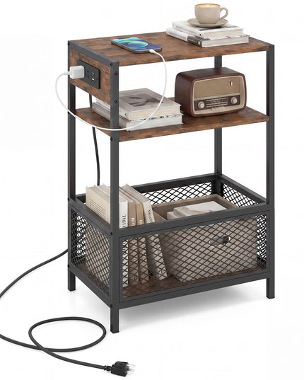 Giantex 3-Tier End Table w/Charging Station