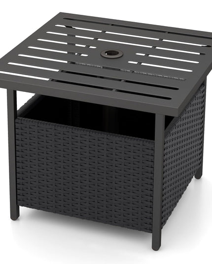 Giantex Patio Rattan Wicker Umbrella Side Table