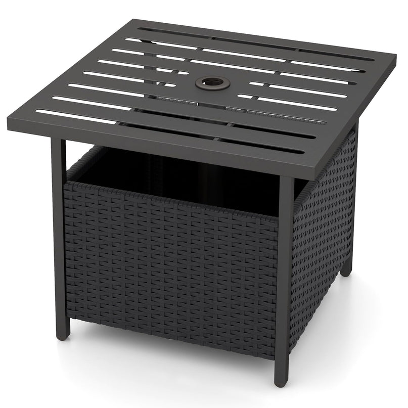 Giantex Patio Rattan Wicker Umbrella Side Table