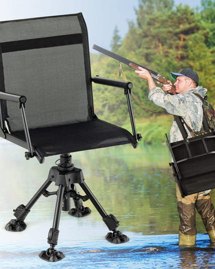 Giantex Swivel Hunting Blind Chair - Foldable 360° Hunter Chair with Oversized Duck Feet