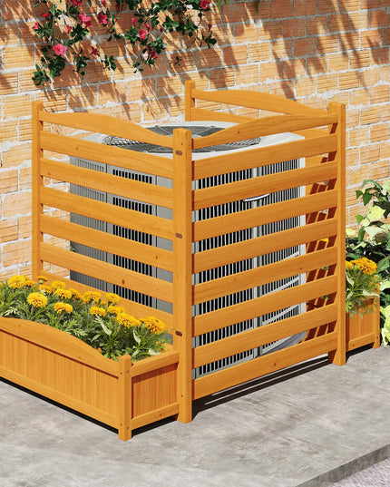Giantex Air Conditioner Fence Outdoor, Wood Privacy Screen with Planter Box