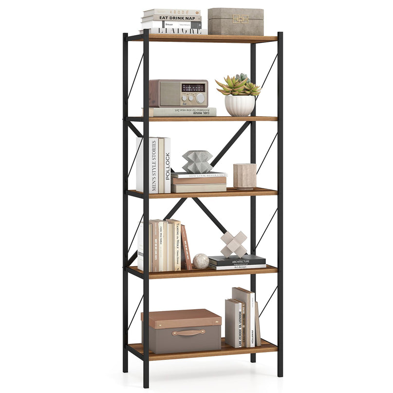 Giantex Industrial Bookcase with Heavy-Duty Metal Frame
