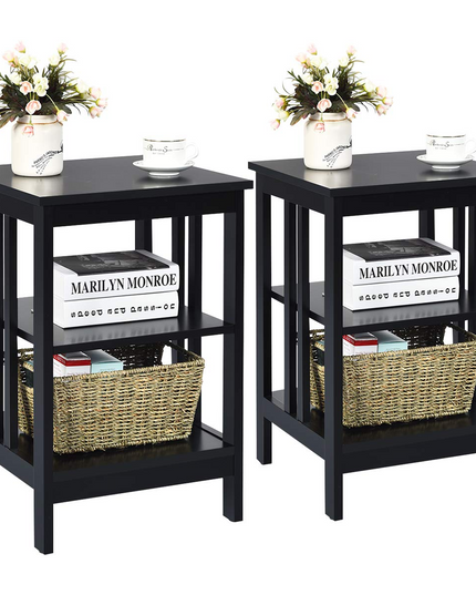 Giantex Nightstand 3-Tier Sofa Side Table W/Reinforced Bars and Stable Structure