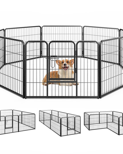 Giantex Dog Playpen Outdoor 24" H - 8/16 Panels Metal Pet Fence for Puppies Small Dogs, Portable Dog Fence for Yard Garden RV Camping