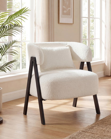 Fauteuil d'appoint en forme de tonneau Giantex avec revêtement en fausse fourrure de lapin (1/2)