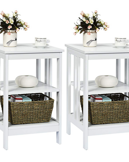 Giantex Nightstand 3-Tier Sofa Side Table W/Reinforced Bars and Stable Structure