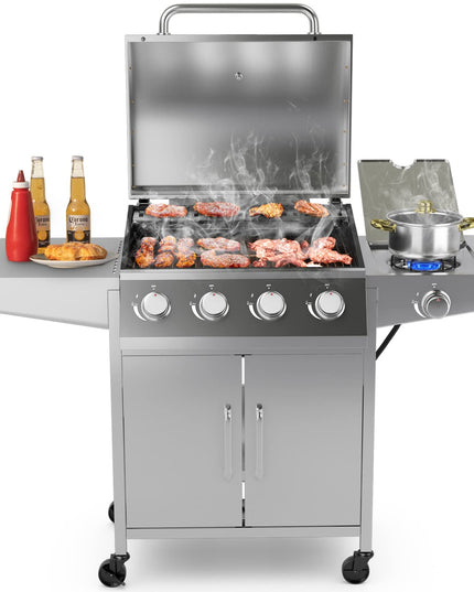 Giantex Propane Gas Grill with 4 Main Burners and Side Burner, total 50,000 BTU