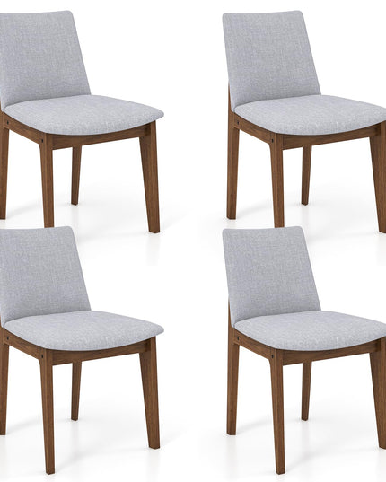 Giantex Upholstered Dining Chairs Set of 2/4, Linen Fabric Wooden Kitchen Chairs w/Rubber Wood Frame