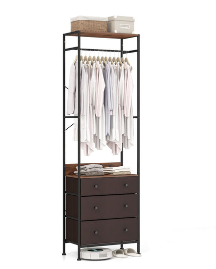 Giantex Clothes Rack with Drawers - Clothing Rack w/ 3-position Hanging Rod, Storage Shelves