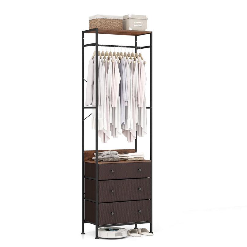 Giantex Clothes Rack with Drawers - Clothing Rack w/ 3-position Hanging Rod, Storage Shelves