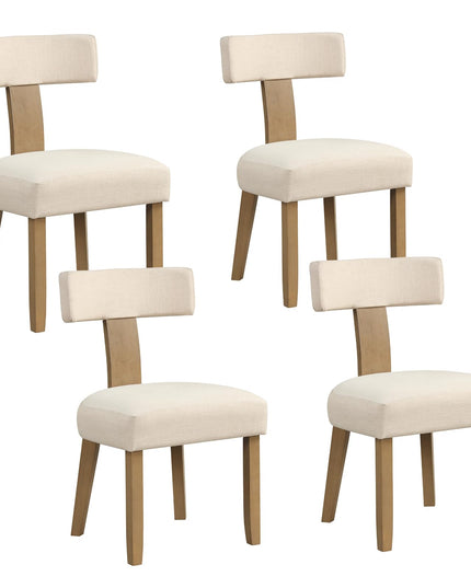Giantex Upholstered Dining Chairs Set, Mid Century Modern Kitchen Chairs w/Curved Backrest & Rubber Wood Legs