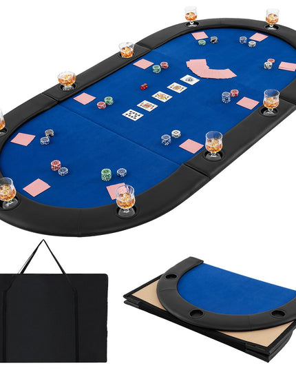 Giantex 84" x 42" Poker Table Top, 10 Player Oval Triple-Fold Blackjack Poker Card Table Topper w/Carrying Bag