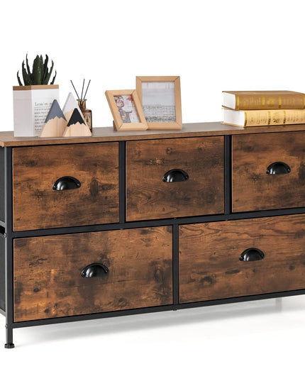 Giantex Dresser for Bedroom, Chest of Drawers with Wood Top Retro Storage Cabinet