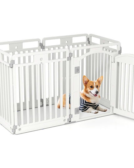 Giantex 32'' Tall Plastic Pet Fence with Lockable Door