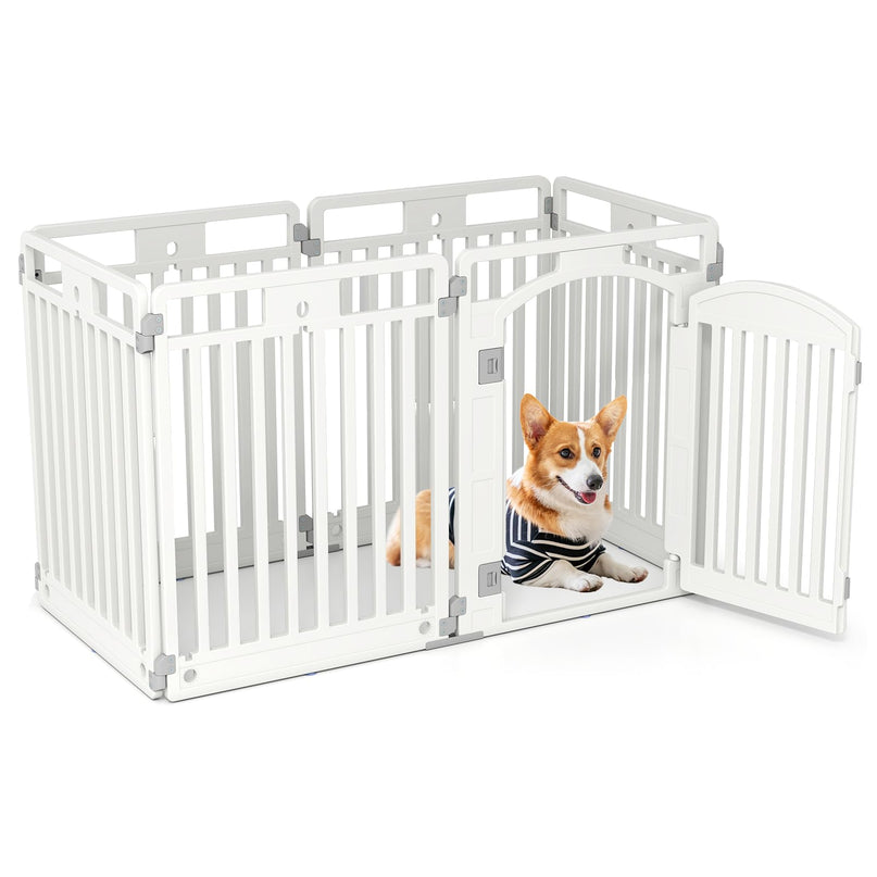 Giantex 32'' Tall Plastic Pet Fence with Lockable Door