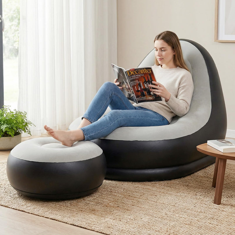 Fauteuil gonflable Giantex avec pouf pour adultes