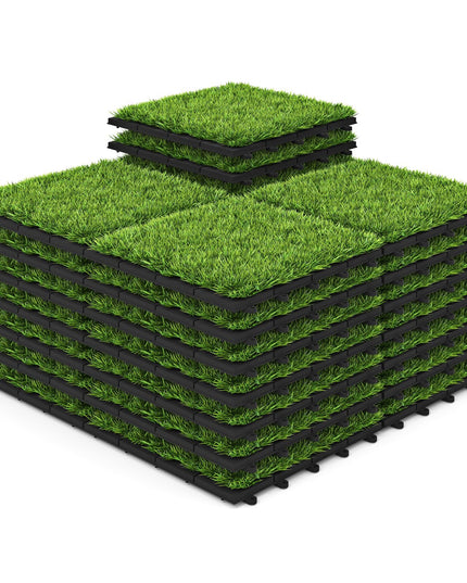 Giantex 30 Pack Interlocking Artificial Grass Tiles(12" x 12")