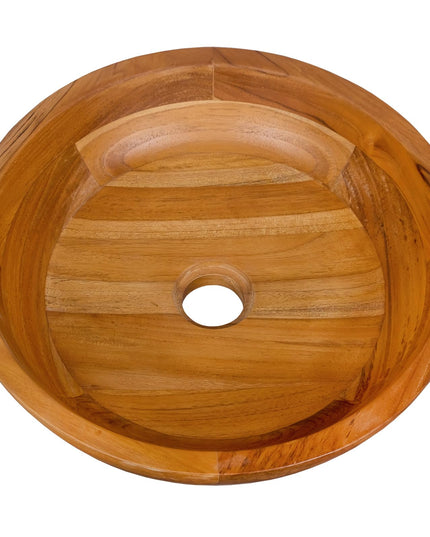 Giantex Teak Wood Vessel Sink - Bathroom Washbasin with Smooth Finish, Round Corner (16” x 16” x 4” Bowl-shaped)