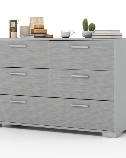 Giantex Storage Cabinet with 6 Drawers, Metal Legs & Handles, Anti-Toppling Devices, Grey