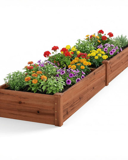GIANTEX 95" Wooden Raised Garden Bed, Rectangular Planter Box(95” x 24” x 10”)