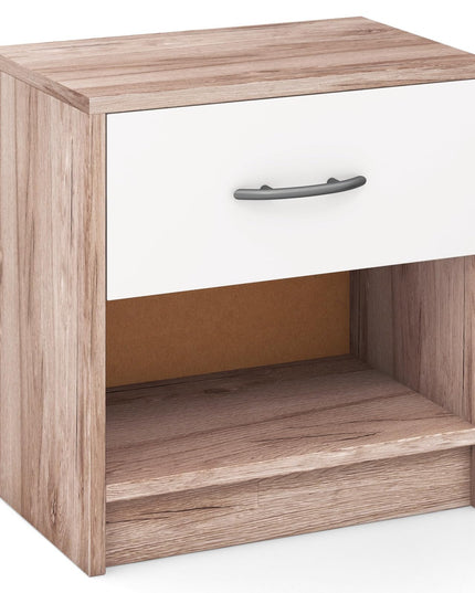 Giantex Night Stand Set of 1/2 with Drawer, Wood  End Table with Open Storage Shelf for Bedroom