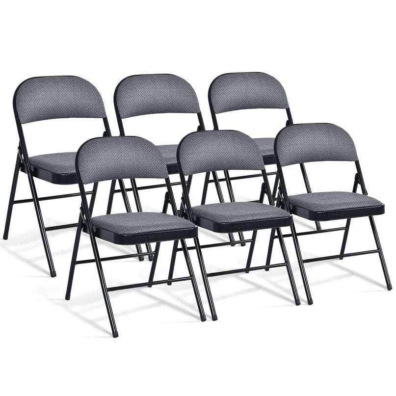 Giantex 6-Pack Folding Chairs Set - Waiting Room Chairs with Metal Frame