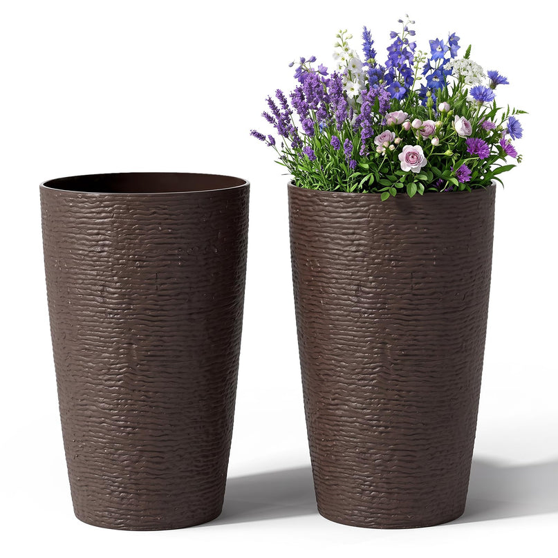 Giantex 21” Tall Plastic Planters Set of 2 for Front Porch Home Garden