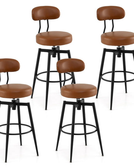 Giantex Swivel Barstools Set w/Upholstered Seat & Back