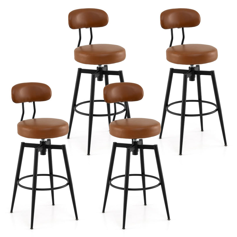 Giantex Swivel Barstools Set w/Upholstered Seat & Back