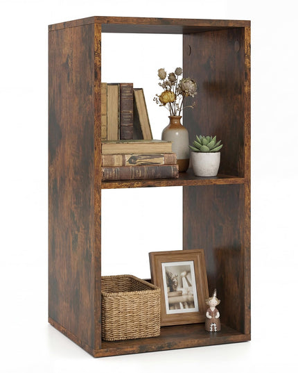 Giantex 2-Cube Bookcase White Cubby Bookshelf w/Back Guardrail & Anti-Tipping Kits