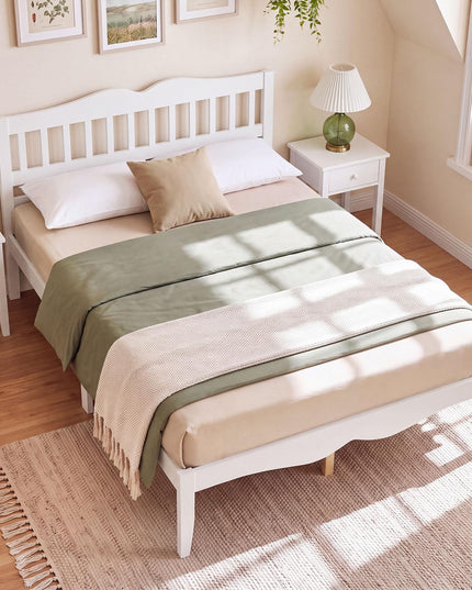 GIANTEX Full/Queen Size Wooden Bed Frame with Slatted Headboard